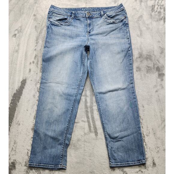 Sonoma Life + Style Jeans Womens 16 Blue Modern Fit Capri Crop Mid Rise Stretch - Picture 1 of 13